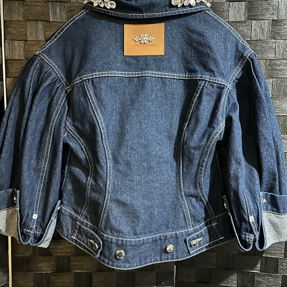 Simone Rocha Blue Embellished Jean Jacket - Picture 5 of 7